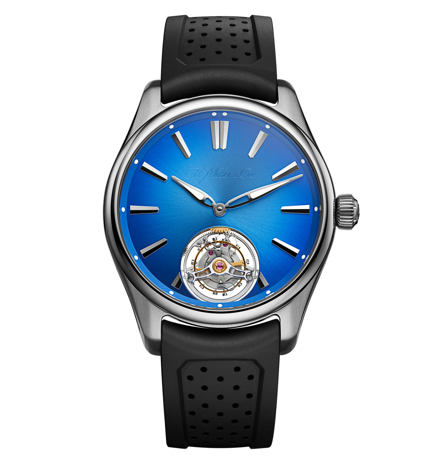 H. Moser & Cie. Pioneer Tourbillon 40mm Watch with Arctic Blue Dial